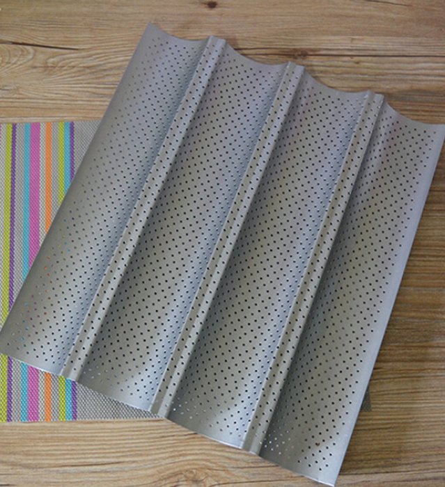 Fasmov Non-stick 4 Baguette Pan Perforated French Loaf Pan French Bread Pan N3