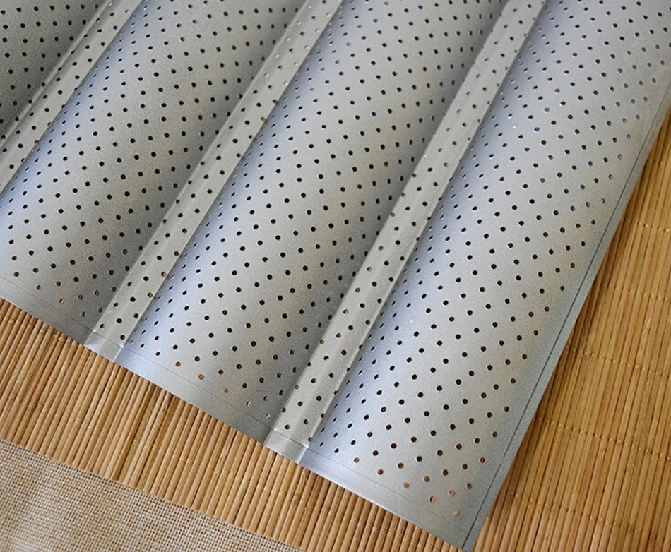 Fasmov Non-stick 4 Baguette Pan Perforated French Loaf Pan French Bread Pan N4