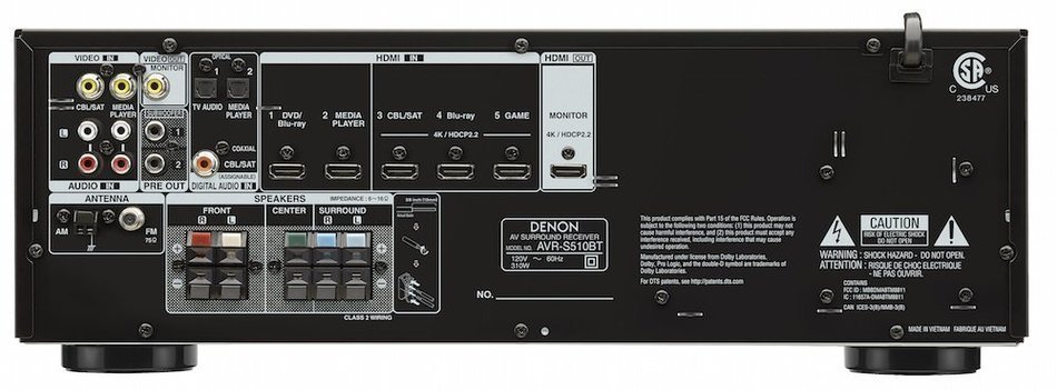 Denon AVR-S510BT Bundle 5.2 Channel Full 4K Ultra HD A/V Receiver NOW BUNDLED WITH Polk Audio (2)TSI400 Floostanding...