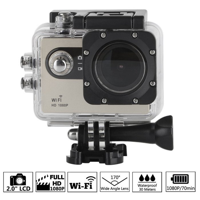 Choice Goods 2.0inch 12MP Wifi 170 Degree Wide Angle FULL HD 1080P Waterproof Sport Action Camera - Silver N3