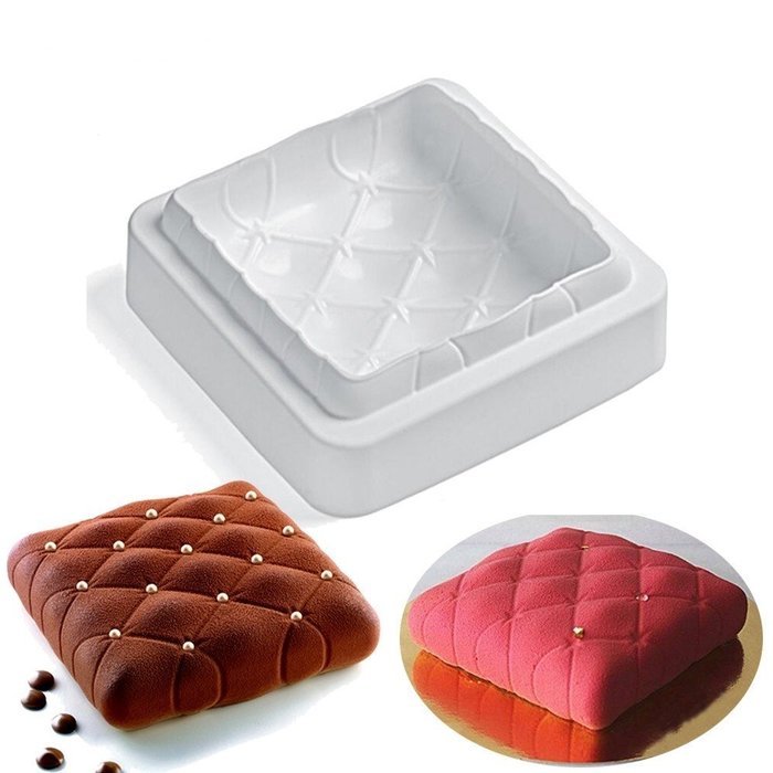 Square Pillow Design Silicone Mousse Cake Mould Soap Mold Silicone Flexible For Mousse Cake Custard Pudding Brownie...