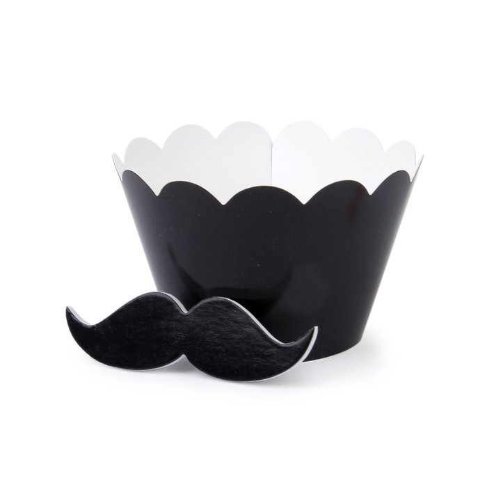Click Down 12pcs DIY Mustache Cupcake Wrappers Cake Toppers Picks Decoration N5