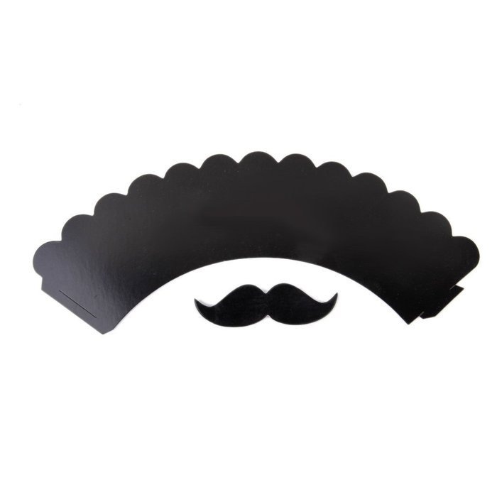 Click Down 12pcs DIY Mustache Cupcake Wrappers Cake Toppers Picks Decoration N6