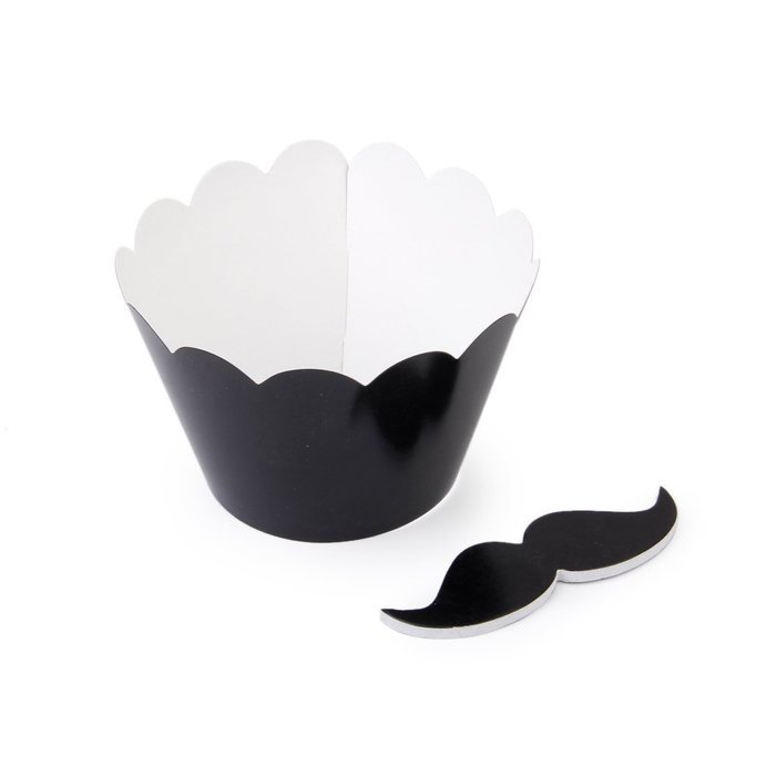 Click Down 12pcs DIY Mustache Cupcake Wrappers Cake Toppers Picks Decoration N7
