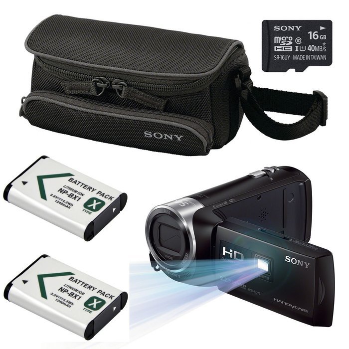 Sony HDR-PJ275/B 8GB Full HD 60p Camcorder w/ built-in Projector Bundle with Sony 16GB Micro SD UHS-1 + Two Sony... N3