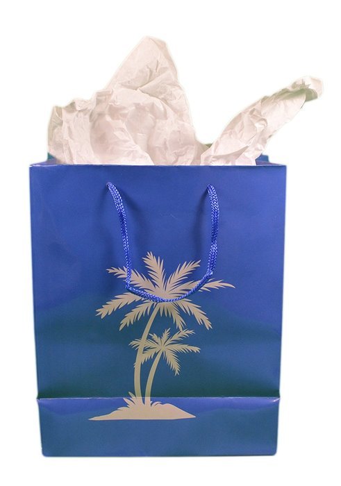 Set of 12 Medium Blue Luau Gift Bags Palm Tree Beach Wedding