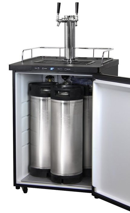 Kegco Full-Size Digital Homebrew Kegerator Dual Faucet Ball Lock Keg Dispenser Black N2