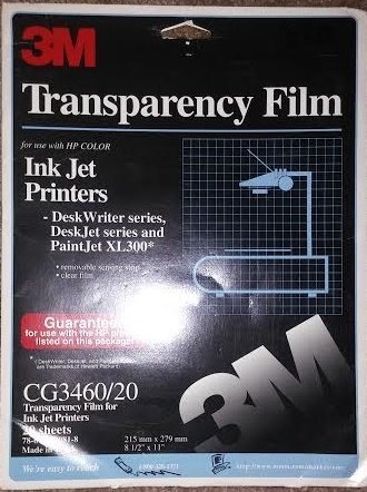 3M Inkjet Printer Film For Deskjet Deskwriter and Paintjet 20 Sheets