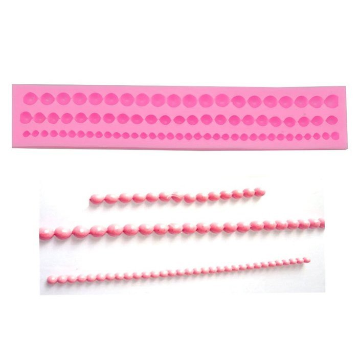 4 Strings Of Pearl Fondant Sugar Paste Bead Mold Clay Chocolate Mould Cake Decorating Tools Yihuily N131