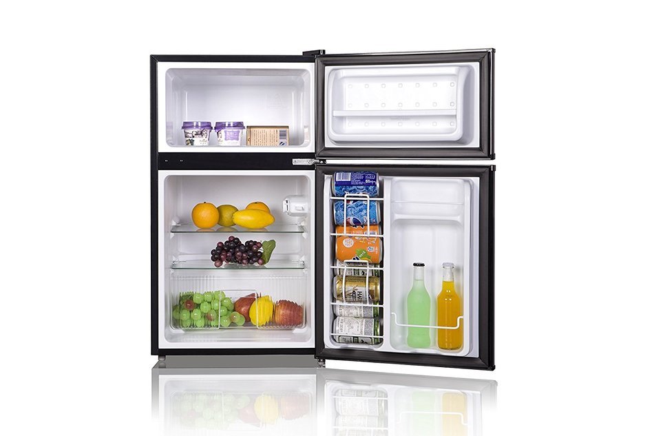 Midea WHD-127FSS1 Compact Reversible Double Door Refrigerator and Freezer, 3.5 Cubic Feet, Stainless Steel N2