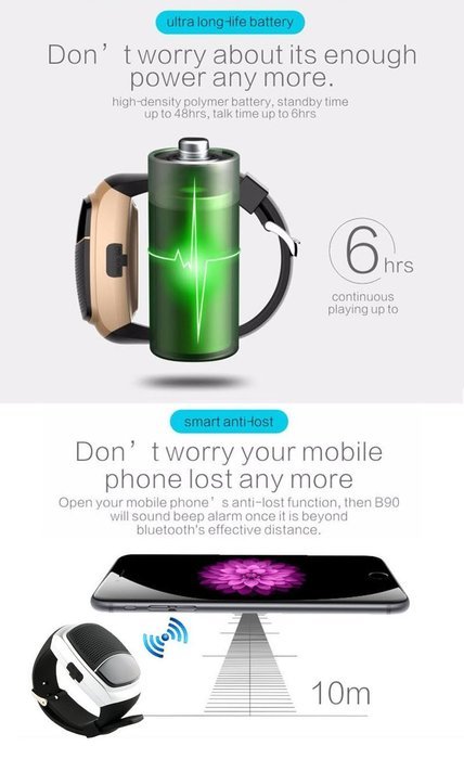 Portable speaker,Ubit Multifunctional Bluetooth Speaker Watch with LED display Portable Sports Watches Radio+Alarm... N2