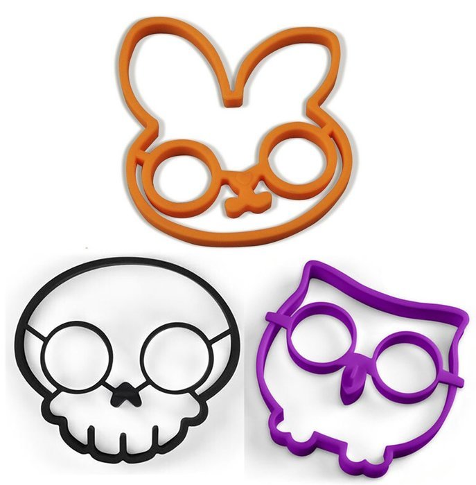 Tenta Kitchen Silicone Egg Ring Mold, Pancake Mold Set -Rabbit, Owl and Skull (Pack of 3) N7