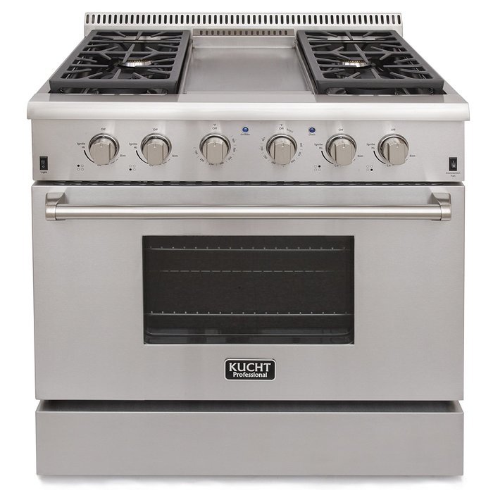 Kucht KRG3609U 36" Professional-Class Natural Gas Range with 5.2 cu. ft. Convection Oven, 4 Top Burners, Griddle... N3