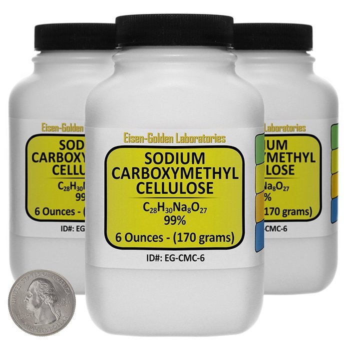 Sodium Carboxymethyl Cellulose [CMC] 99% Food Grade Powder 1 Lb in Three Space-Saver Bottles USA N2