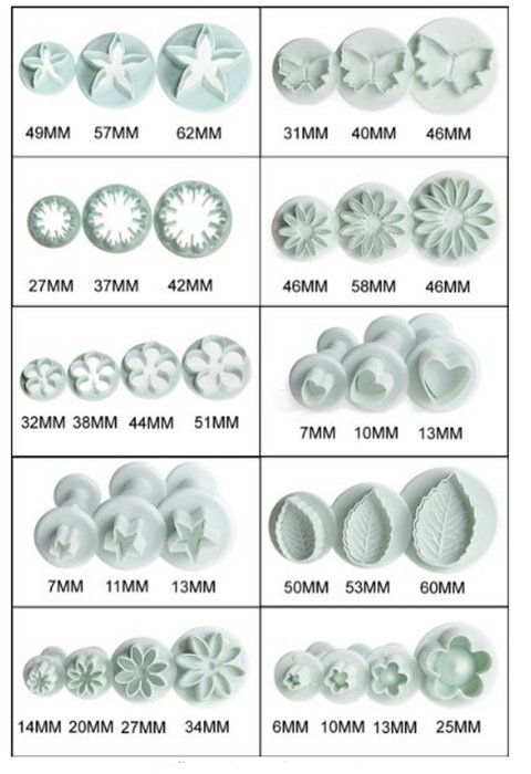 Lesirit 36 Piece Fondant Cake Cookie Plunger Cutter DIY Cake Decorating Mold Tools (A) N6