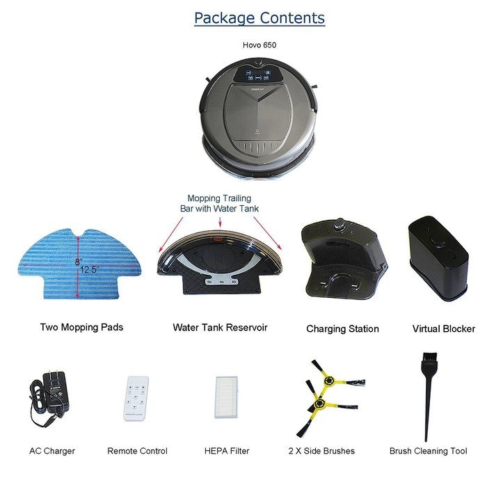 Infinuvo Hovo 650 Robotic Vacuum with HEPA Filter, UV Lamp, Home Base, Scheduler, Virtual Blocker & Water Tank... N3