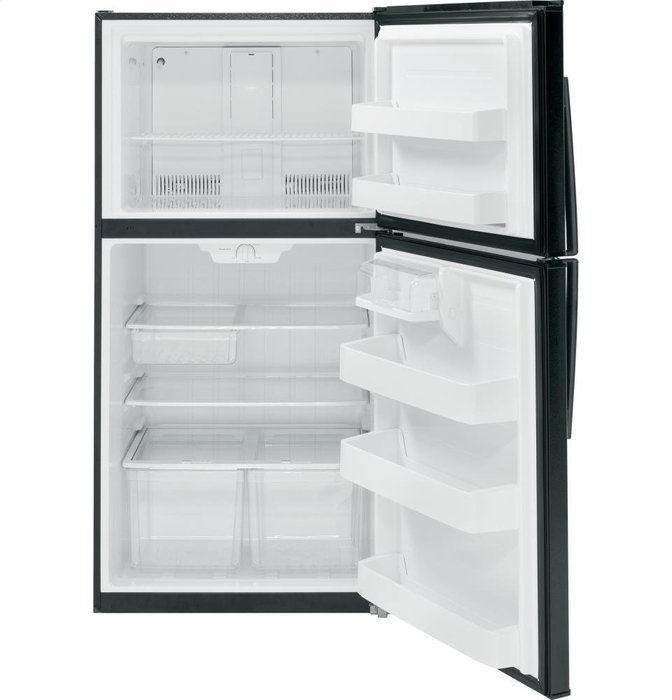 GE GTE21GTHBB 33" Top Freezer Refrigerator with 21.2 cu. ft. Capacity 2 Glass Shelves 2 Adjustable Humidity Crispers... N2