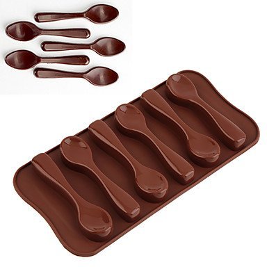Sher 1PCS Food Grade Silicone the spoon Shape Mold, For Fondant Cake Tool, Jelly, Chocolate, Candy, Ice Mold Decorating N2