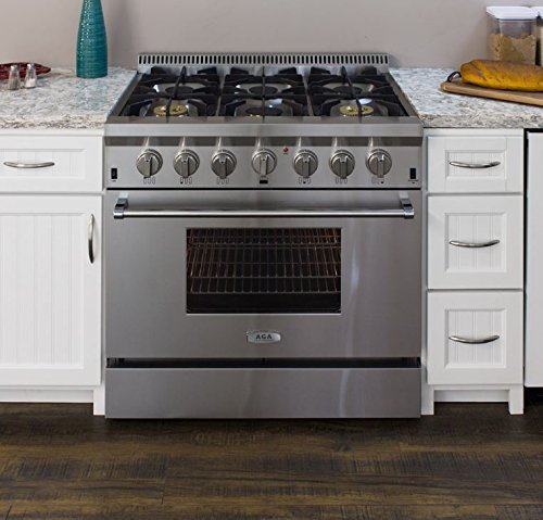 AGA APRO36DFSS 36" Professional Dual Fuel Range with RapidBake Convection, Stainless Steel N4