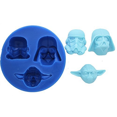 STAR WARS TRIO SILICONE MOLD YODA, DARTH VADER & STORM TROOPER FOR FONDANT, GUM PASTE, CHOCOLATE, HARD CANDY,...