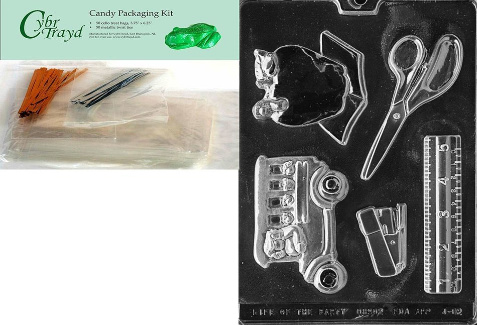 Cybrtrayd J082 Teacher's Kit Chocolate Candy Mold with Exclusive Cybrtrayd Copyrighted Chocolate Molding Instructions N4
