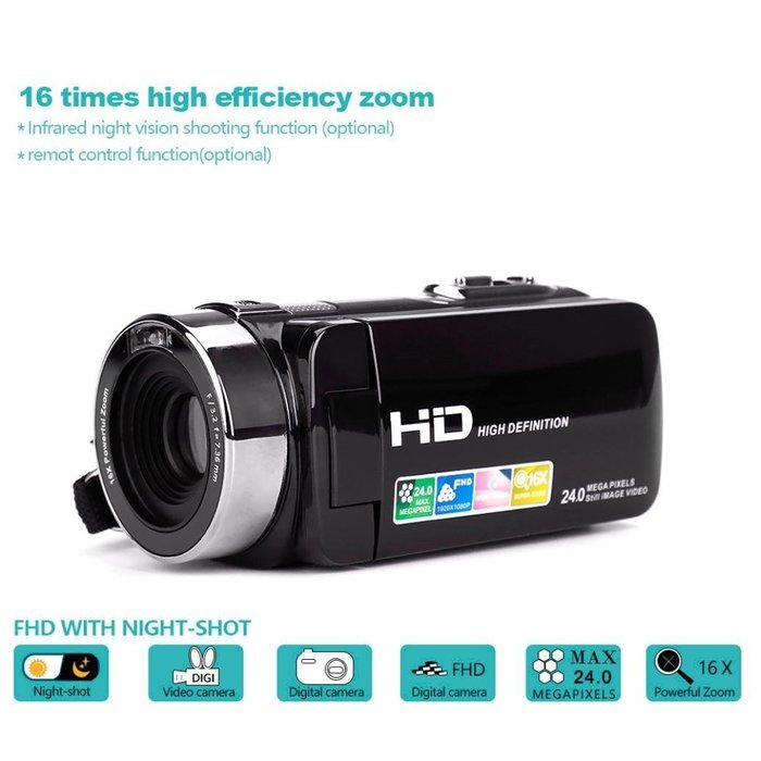 Camera Camcorder,Putars Portable Digital Video Camcorder HD Max.24.0 Megapixels DV 3.0 Inches 270 Degree Rotation...