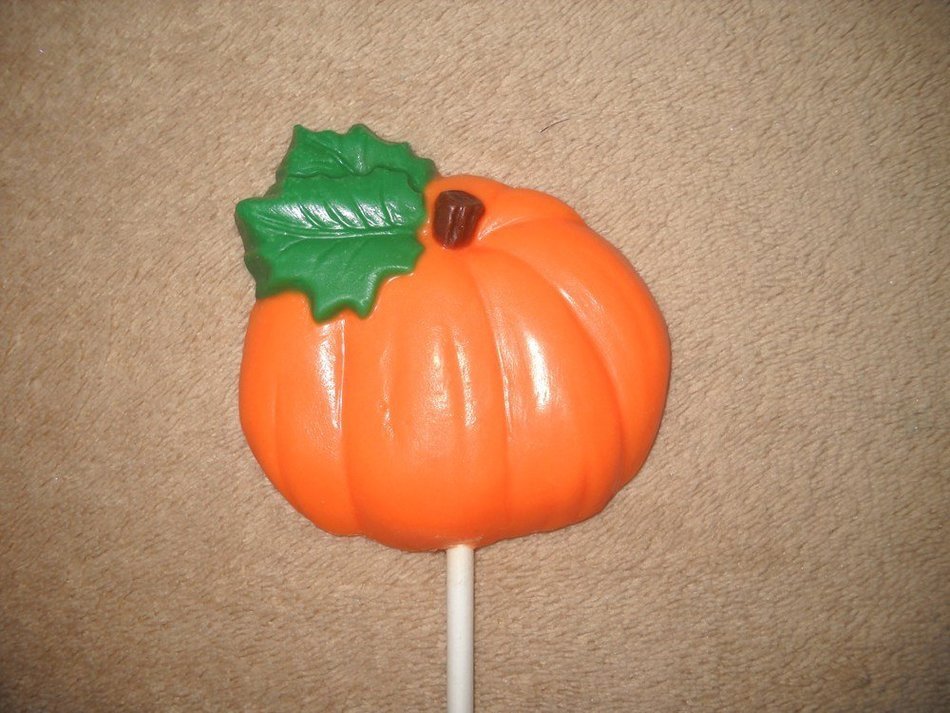 Elegant plain pumpkin decorated with leaf T018 Thanksgiving Chocolate Candy Mold