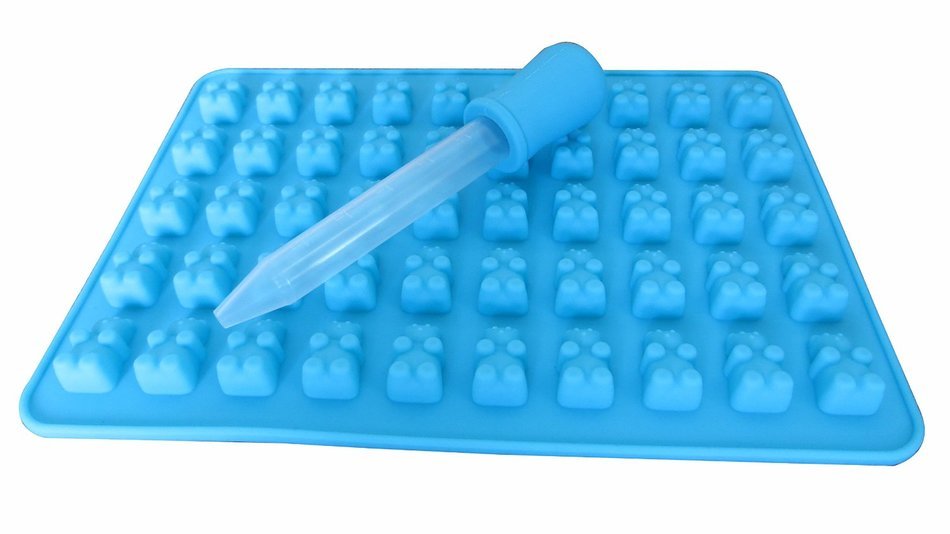 2 Pack 50 Cavity Silicone Gummy Bear Candy Chocolate Mold With a Bonus Dropper Making Cute Gift For Your Kids N5