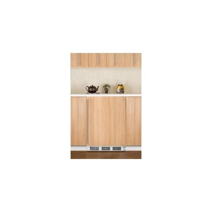 Summit CT66JBIIF: Built-in undercounter refrigerator-freezer with cycle defrost, white exterior, and convertible... N2