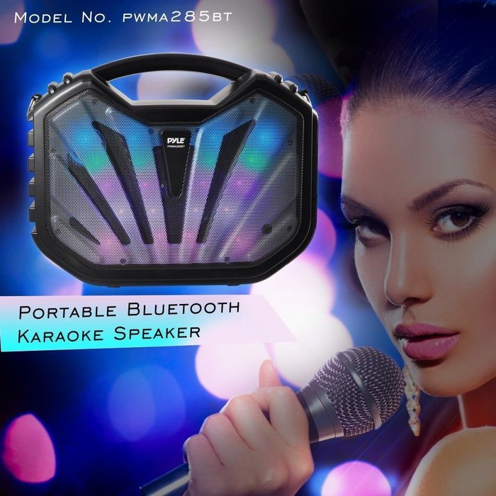 Pyle Portable Speaker karaoke PA System - Bluetooth Flashing DJ Lights, Built-in Rechargeable Battery, Wireless... N5