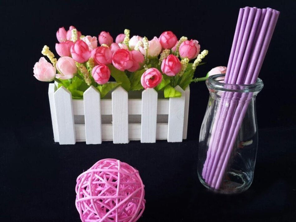 Dealglad 100pcs Paper Lollipop Sucker Sticks for Cake Pops Candy, 6-inch By 5/32-inch (Purple) N7