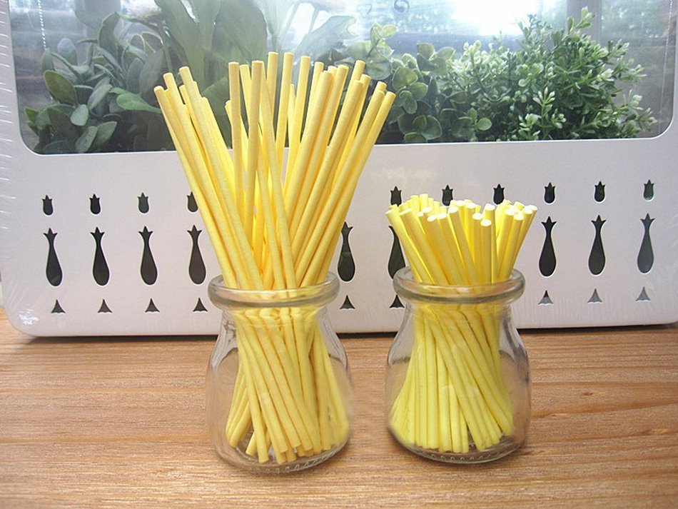 Dealglad 100pcs Paper Lollipop Sucker Sticks for Cake Pops Candy, 6-inch By 5/32-inch (Purple) N8