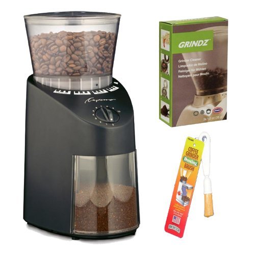 Capresso Jura Infinity 560 Conical Burr Coffee Grinder - Black + Coffee Grinder Dusting Brush + 3-pack 35G Grindz...