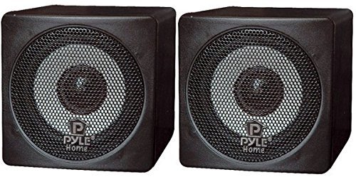 Pyle Home PCB3BK 3-Inch 100-Watt Mini Cube Bookshelf Speakers - Pair (Black) (Pair)
