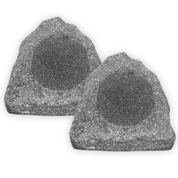 Theater Solutions 2R6G 6.5-Inch Woofers Outdoor Garden Waterproof Granite Rock Patio Speaker Pair (Granite Grey)