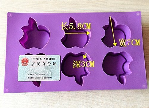 6 Cavity Apple Shape Silicone Chocolate Cake Ice Chocolate Soap Baking Mold Food Grade