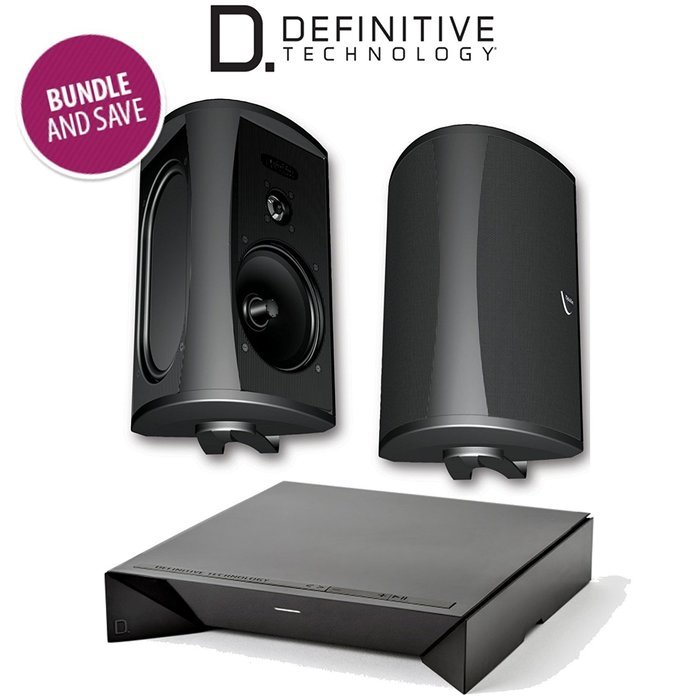 Definitive Technology W Adapt + AW 5500 All-Weather Outdoor Speakers Bundle (Pair, Black)