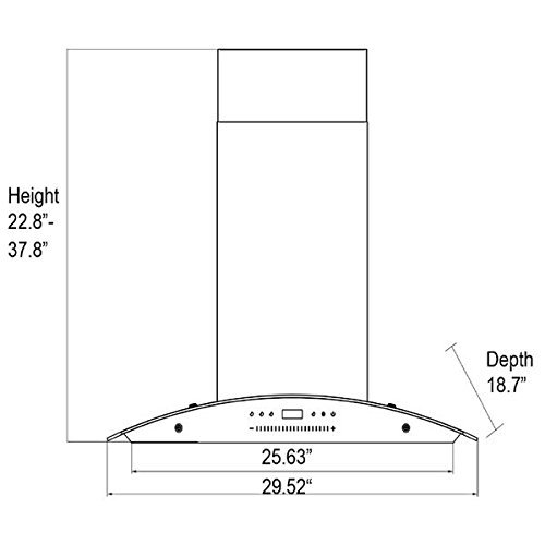 AKDY 30-inch OSWRH703N-30-AG Wall Mount Stainless Steel Range Hood N2