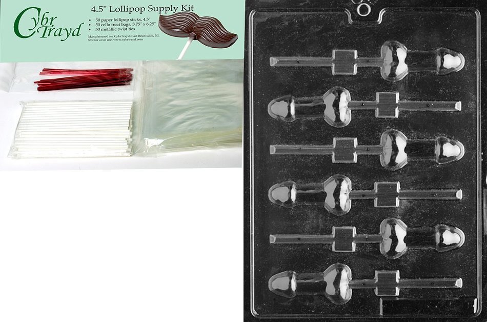 Cybrtrayd XX509 Small Pecker Pop Chocolate Candy Mold with Exclusive Cybrtrayd Copyrighted Chocolate Molding Instructions N3