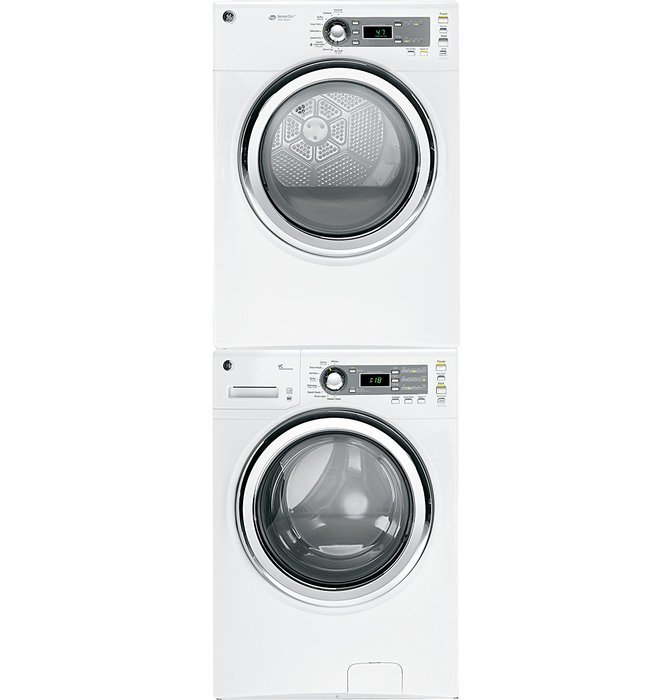 GE GFDS140GDWW 7.0 Cu. Ft. White Stackable With Steam Cycle Gas Front Load Dryer N4
