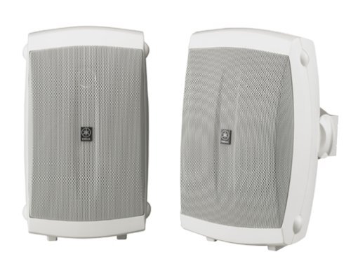 Yamaha NS-AW150WH 2-Way Outdoor Speakers - White (4 Speakers + AmazonBasics Speaker Wire)