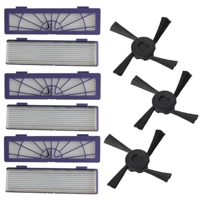 Robotic Vacuums, RIUDA Home Garden Bar 6PC Filter + 3PC Side Brushes Replacement for Neato Botvac 70e 75 80 85 N2