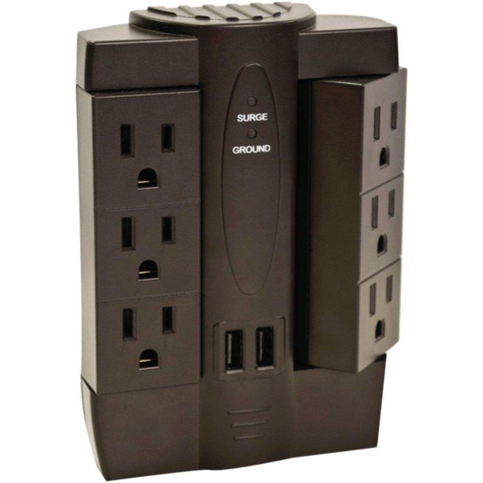 AXIS 45514 6-Outlet Swivel Surge Protector with 2 USB Ports (Black) consumer electronics