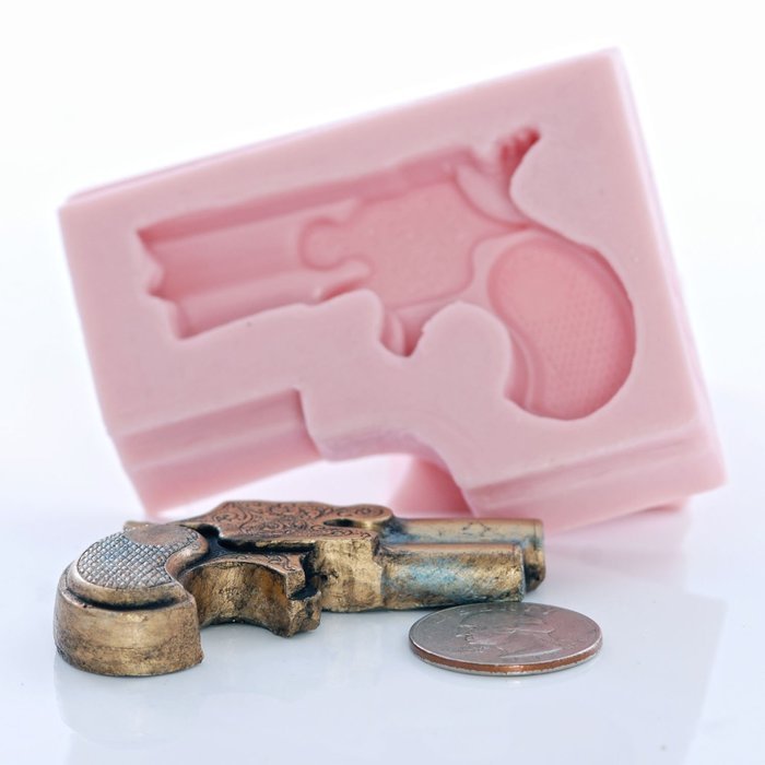 Pistol Silicone Mold Easy to use with Fondant, Chocolate, Candy, Resin, Clay, Wax, Soap. Western Pistol Mold Made... N5