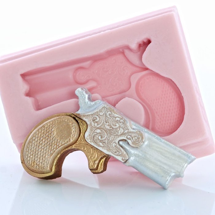 Pistol Silicone Mold Easy to use with Fondant, Chocolate, Candy, Resin, Clay, Wax, Soap. Western Pistol Mold Made... N6