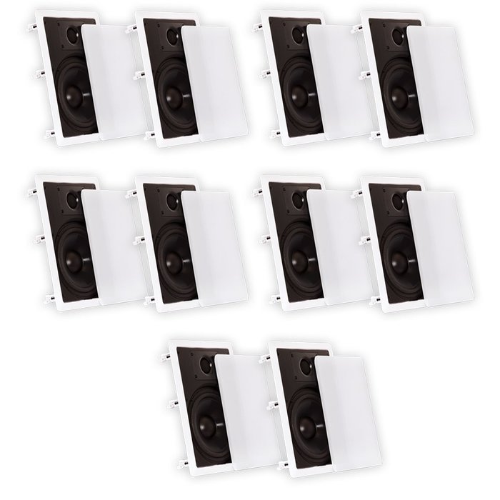 Theater Solutions CS8W In Wall 8" Speakers Surround Sound Home Theater 5 Pair Pack 5CS8W
