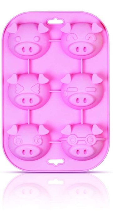 Siliconezone 10.6" 6 Cup Non-Stick Silicone Heart Cake Pan, Dark Pink N4