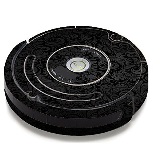 Skin Decal Vinyl Wrap For IRobot Roomba 650 655 Vacuum / Black Floral