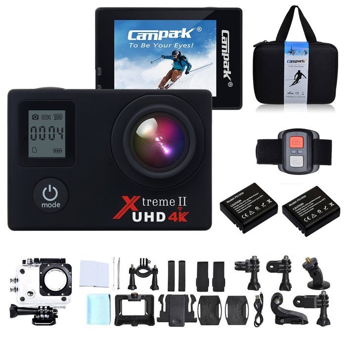 Campark Sports Action Video Camera 4K 30fps Ultra HD WiFi with Wrist Remote Control,Dual Screen,Waterproof upto... N5