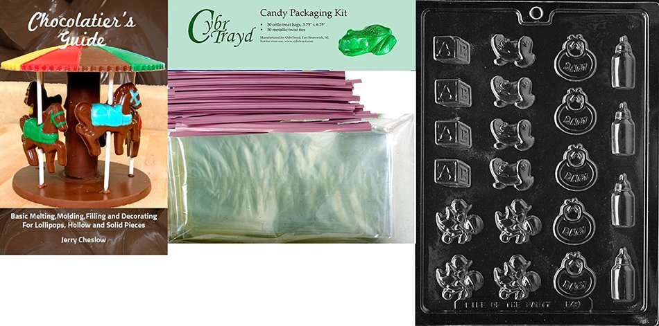Cybrtrayd B049 Baby Deco's Chocolate Candy Mold with Exclusive Cybrtrayd Copyrighted Chocolate Molding Instructions N3